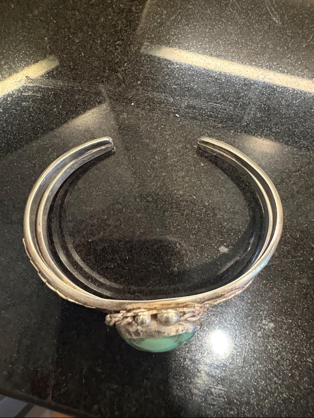 Turquoise Stone Silver Feather Cuff Bracelet - Women Jewelry - Picture 2 of 12